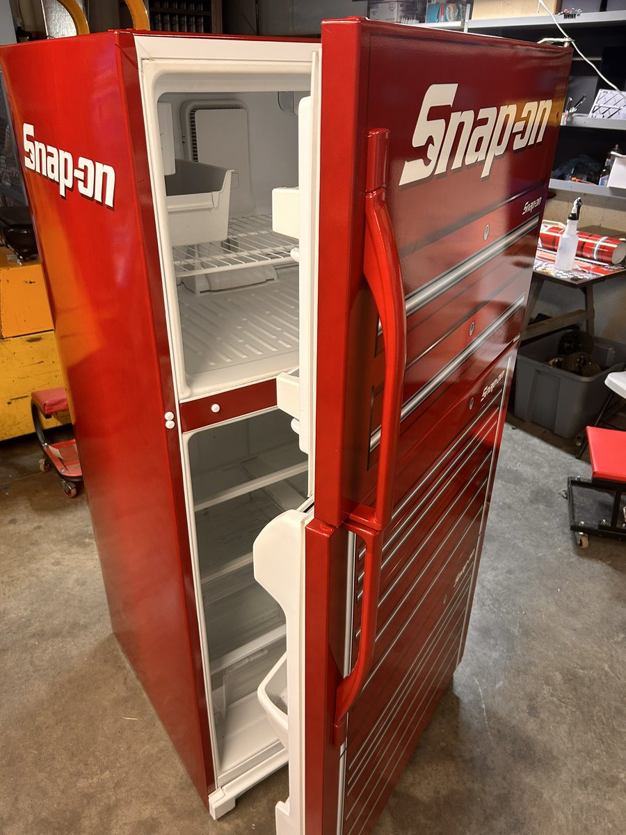 Ohh- take a second look!  It’s not a toolbox, it’s a white refrigerator!   Christmas time brings out some unique requests!!  This was a fun project for our team to try and make something realistic for our customer.  It turned out cool.  #wewrapityourockit