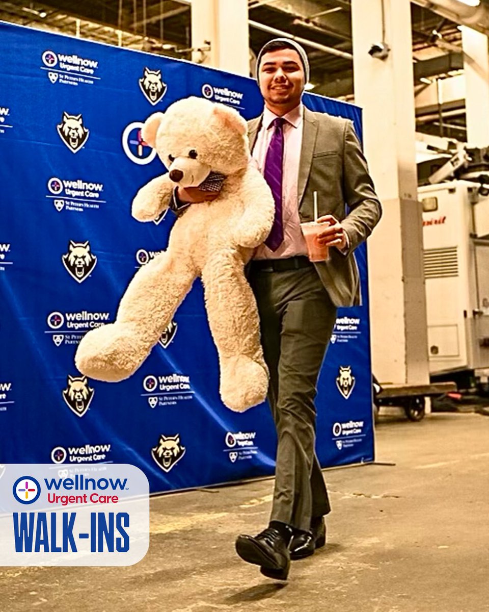 AlbFireWolves's tweet photo. The bear necessities 🧸

We are proud to have WellNow Urgent Care sponsor this years “Walk-in” photos where you are able to ‘walk-in’ 8am-8pm 7 days a week. 💪

Wellnow Urgent Care #WalkIns https://t.co/fjNj1NtI1W