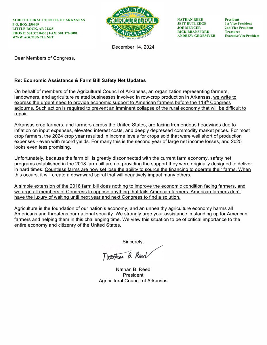 AgCouncilofAr's tweet image. Attention Congress: 🇺🇸 farmers need immediate action on economic assistance. Failure to sufficiently act is irresponsible and dangerous. #FoodSecurity #NationalSecurity 🚨 🚨 🚨 🚨 🚨