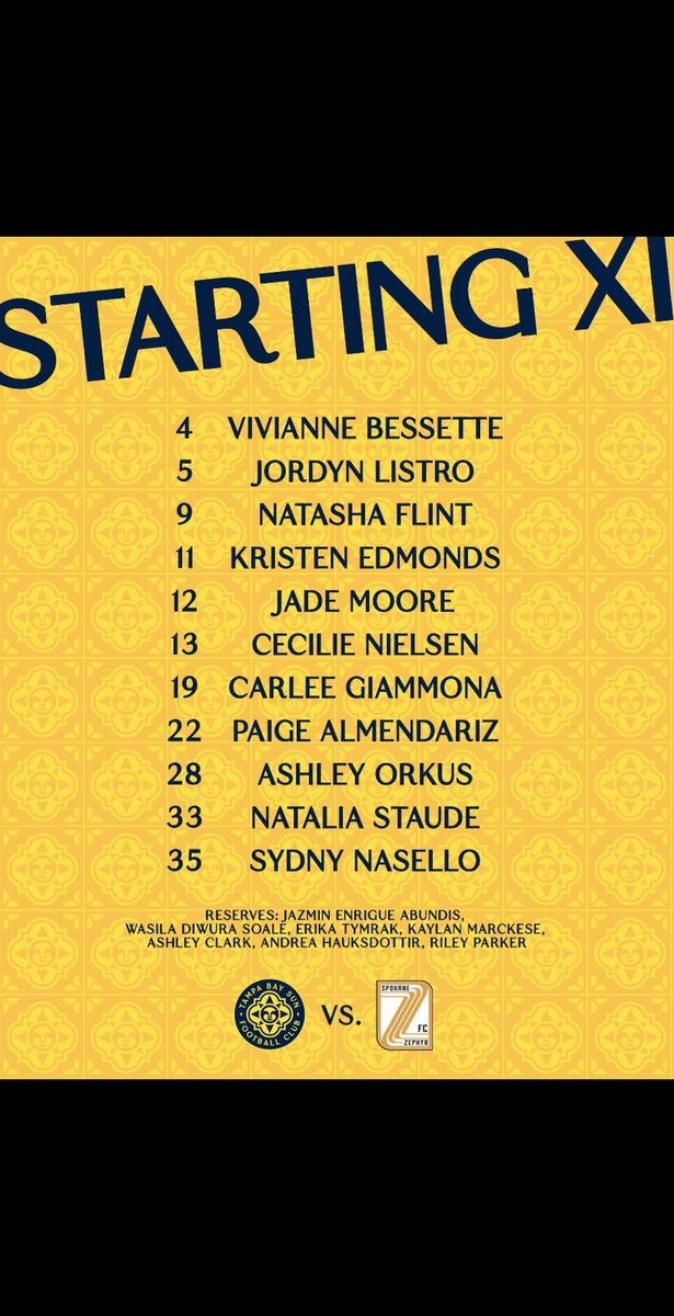 Starting XI for tonight's match!
LET'S GO TAMPA BAY!!