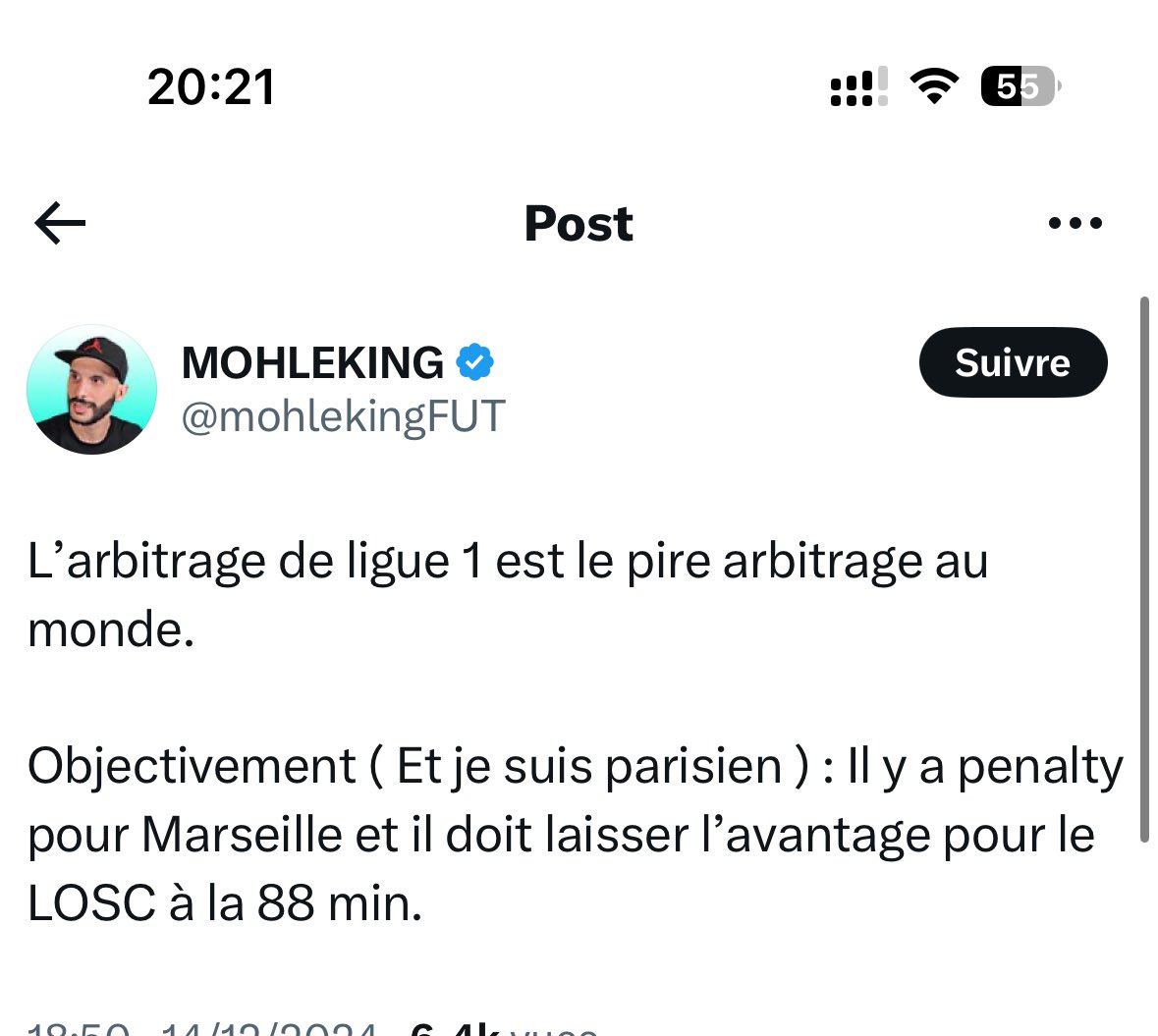 repettobruno1's tweet photo. Tu comprends que tu t’es vraiment fait voler quand même des parisiens et des lyonnais admettent que tu t’es fait voler… #OMLOSC #arbitrage #honteux https://t.co/S4X23SqLUP