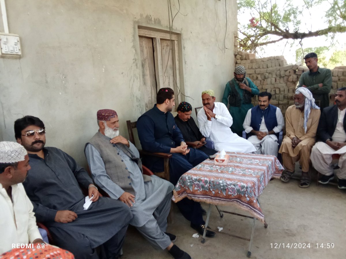 RaisRaheem's tweet photo. ( 14 December. 2024) 
UC Arzi Bhutto #Ps15 

Ex MPA Ps 15 Spokesperson Sindh Government Honourable Nawab @GhanwerIsran Sb Paid Condolences With Haji Ghulam Yaseen deenari

@BBhuttoZardari @AseefaBZ @BakhtawarBZ @sharjeelinam https://t.co/F5QSUw4SLl