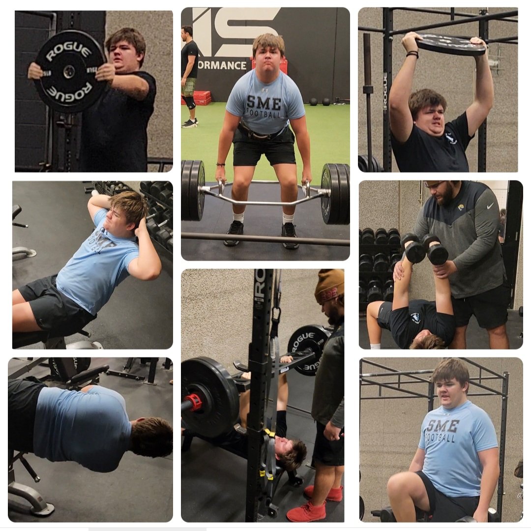 The off-season grind at <a href="/EOE_KC/">EOEKC</a>  doesn't take Friday and Saturdays off. #OLine #Trenches 💯🏈💙🖤 #LancerFootball <a href="/KingstonSavich/">Kingston Savich</a>