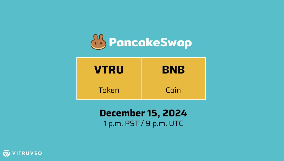 techbubble's tweet image. We're bridging the VTRU coin to BSC as the VTRU token tomorrow and start trading on @PancakeSwap 

So exciting! 🎉