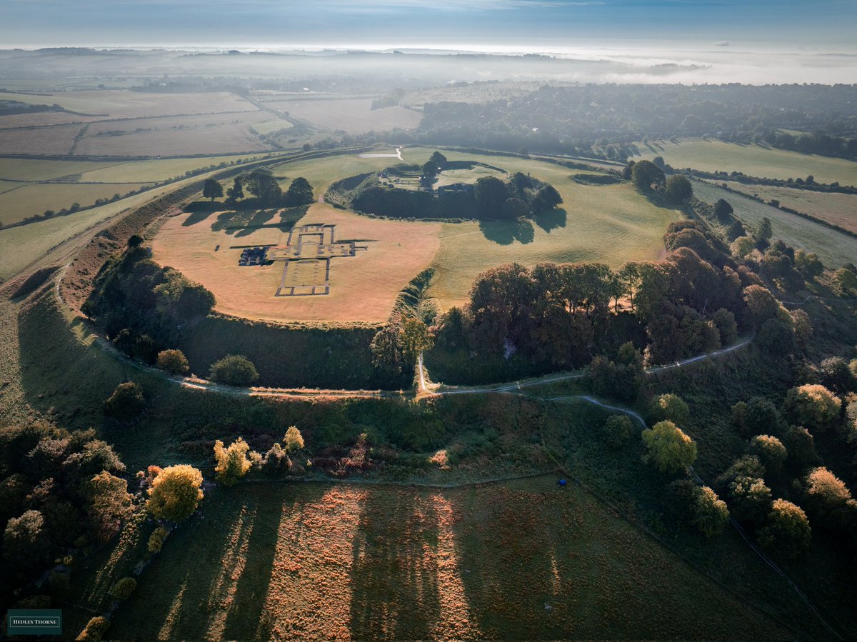 All roads lead to Old Sarum! Visible to the left is the footprint of the former Normal cathedral, now succeeded  by Salisbury Cathedral. #EnglishHeritage HedleyThorne.com