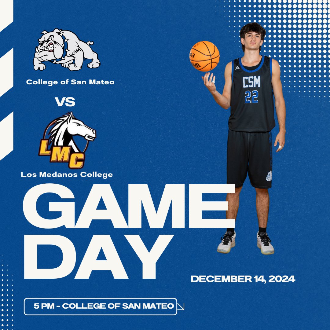 🚨Game Day!🚨
The Bulldogs defend home court against Los Medanos College.
Tip off is 5pm @ CSM.
You can watch the live stream here💻: 
youtube.com/channel/UCKQ1S…