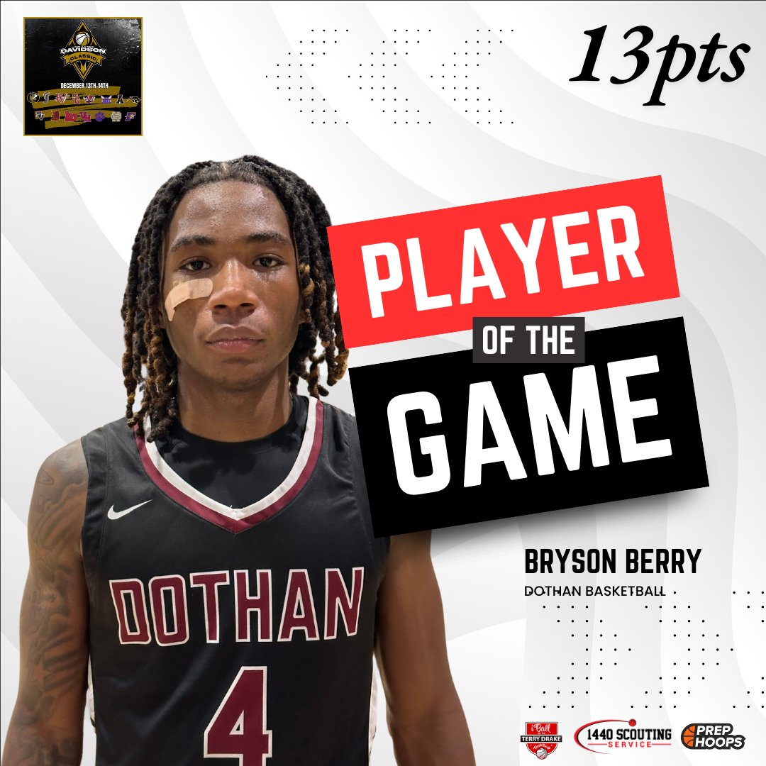 Terry Drake (@tdrakebasktball) on Twitter photo 🚨 #TerryTalks 🚨
Bryson Berry (6'2/PG/'25/Dothan) is the #PlayerOfTheGame. He poured in 13pts to help his team to a 77-51 win over Hale County at the #LCDClassic.
#LCDClassic #TerryDrakeBasketball #iBallTDB <a href="/OldGoldMBB/">Oxford High School Basketball</a> <a href="/PaulBiancardi/">Paul Biancardi</a> <a href="/BrysonBerry05/">Bryson</a> <a href="/Dwolves_hoops/">🏀Dothan Wolves🏀</a> 🚨 #TerryTalks 🚨
Bryson Berry (6'2/PG/'25/Dothan) is the #PlayerOfTheGame. He poured in 13pts to help his team to a 77-51 win over Hale County at the #LCDClassic.
#LCDClassic #TerryDrakeBasketball #iBallTDB <a href="/OldGoldMBB/">Oxford High School Basketball</a> <a href="/PaulBiancardi/">Paul Biancardi</a> <a href="/BrysonBerry05/">Bryson</a> <a href="/Dwolves_hoops/">🏀Dothan Wolves🏀</a>