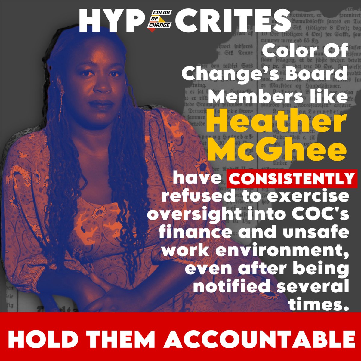 COC_union's tweet image. .@hmcghee has allowed a zero-sum mindset at @ColorOfChange, enabling @rashadrobinson to thrive at the cost of staff livelihoods. With 4 illegal layoffs, a hostile environment, and unsafe conditions, #Accountability from the board is long overdue. #NoJusticeNoPeace