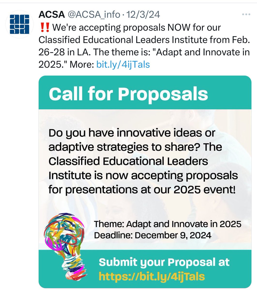Classified leaders time to submit your proposals!
