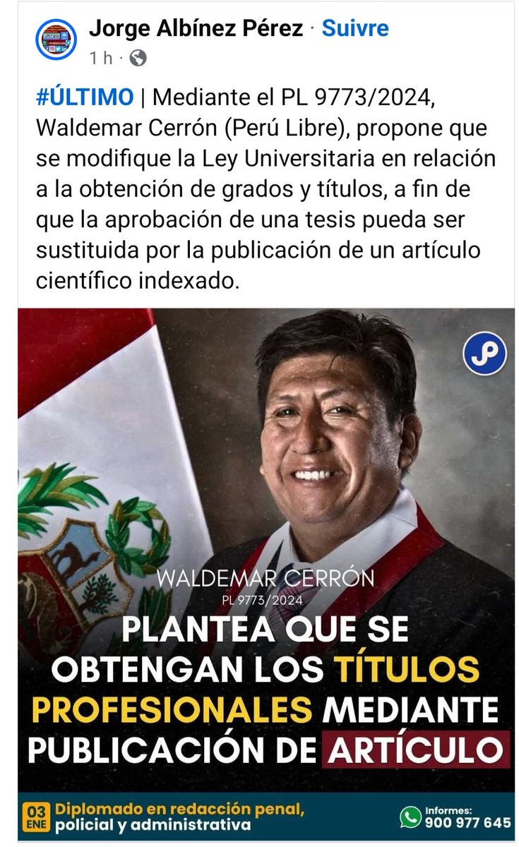 cientificospe's tweet photo. En un país con granjeros Renacyt sin sanción, que siguen publicando y trabajando en el sistema de CTI, además  de universidades como cancha, esto podria ser la muerte anunciada del valor academico o de calidad de un título universitario. https://t.co/6avTo2pdHT