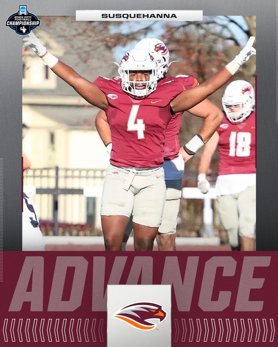 RIVER HAWKS ROLL ON 👉

<a href="/GOSusqU/">Susquehanna Athletics</a> win a thriller after a late go-ahead touchdown to earn a spot in the #D3fb semifinals.

#WhyD3