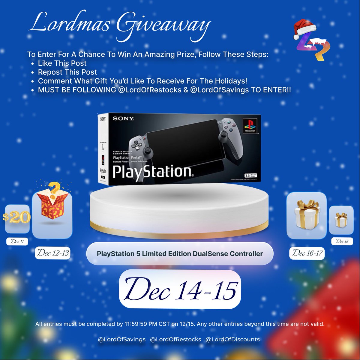 🎄 On The Eighth Day Of Lordmas, <a href="/LordOfRestocks/">Lord Of Restocks • Hard To Find Items & Tech Deals</a> Gave Away…

🎮 1x PlayStation Portal 30th Anniversary L.E.

✍️ To Enter -

❤️ Like This Post
♻️ Repost This Post
💬 Comment What Gift You’d Like To Receive For The Holidays!
‼️ MUST Be Following <a href="/LordOfRestocks/">Lord Of Restocks • Hard To Find Items & Tech Deals</a> &amp; <a href="/LordOfSavings/">Lord Of Savings • Hot Deals, Discounts, & More</a>