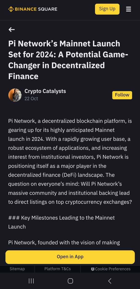 Pi Network’s Mainnet Launch Set for 2024: A Potential Game-Changer in Decentralized Finance

Got #Pi?

Pi is a digital currency by Stanford PhDs, with 70+ million worldwide. Claim your Pi, use this link minepi.com/ElijahOne &amp; invitation code ElijahOne

binance.com/en-NG/square/p…