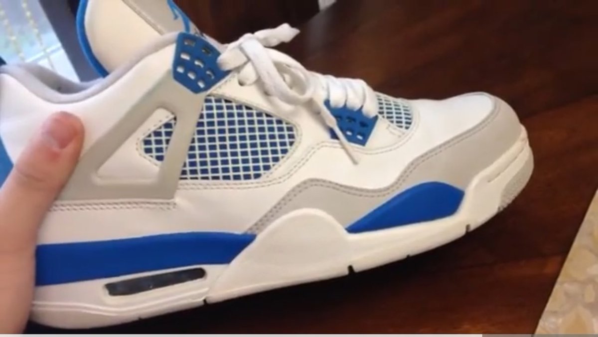 RaffyCollects's tweet photo. About 10 years ago I purchased my first sneaker from eBay for $120 & always wanted the sneaker in my collection. Just graduating high school & finally got a job to buy shoes. When I got them in the mail the shoe were worn heavy. So decided to clean them up 😭 This is why Military Blue Jordan 4s are my sneaker of the year. For people saying “military blue 4s are bricks”. This video is still posted on my channel 😂