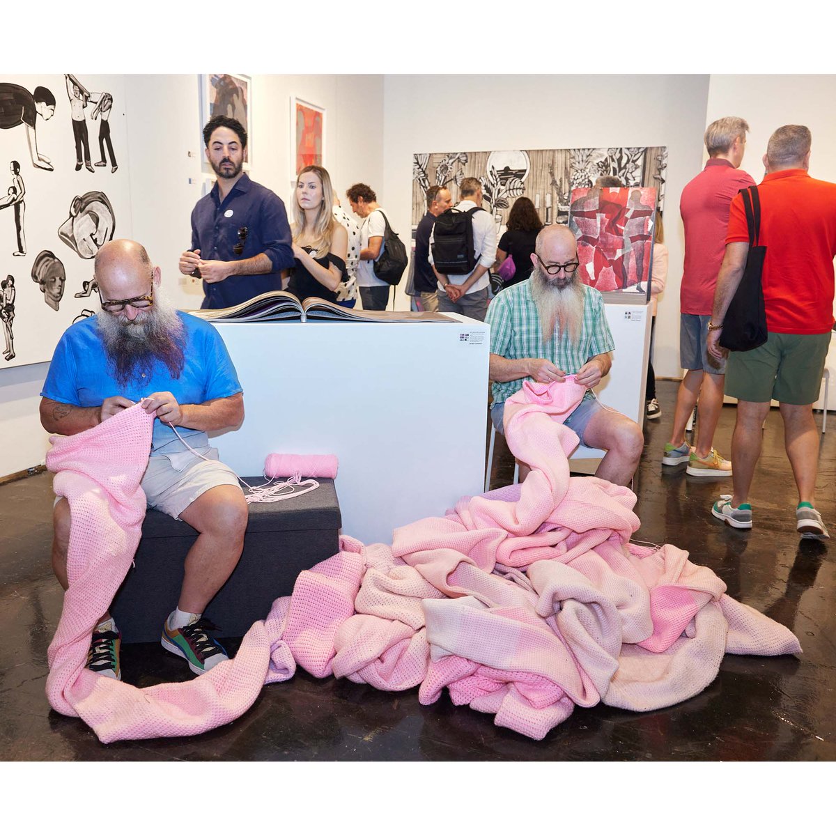 This Saturday  from 12 to 4pm at the gallery, as part of ongoing programming related  to our 20th Year Anniversary show, Miller &amp; Shellabarger will be  crocheting at both ends of a long pink tube, a performance piece that is  one year older than the gallery!