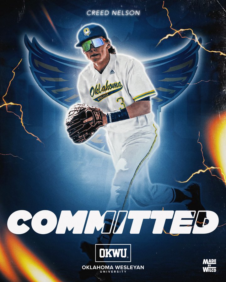 I am blessed to announce my commitment to Oklahoma Wesleyan University! I want to thank God, my family for their constant love and support. Coach Wartchow for believing in me, and I would also like to thank Coach Murphy and Coach Kelley for this opportunity.