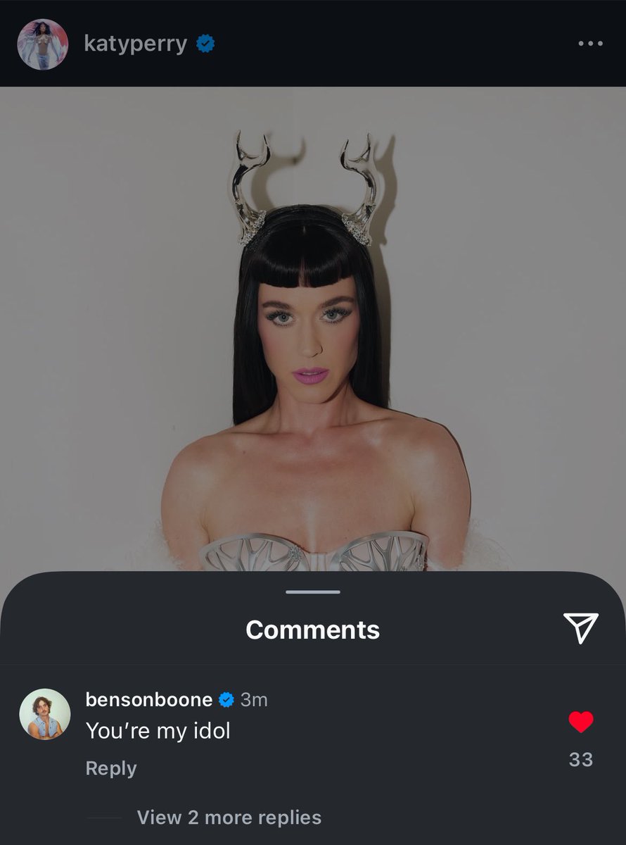 frootwitness's tweet photo. benson boone just left a comment under katy’s post on instagram🫶🏻 https://t.co/qENZhWGJ0r