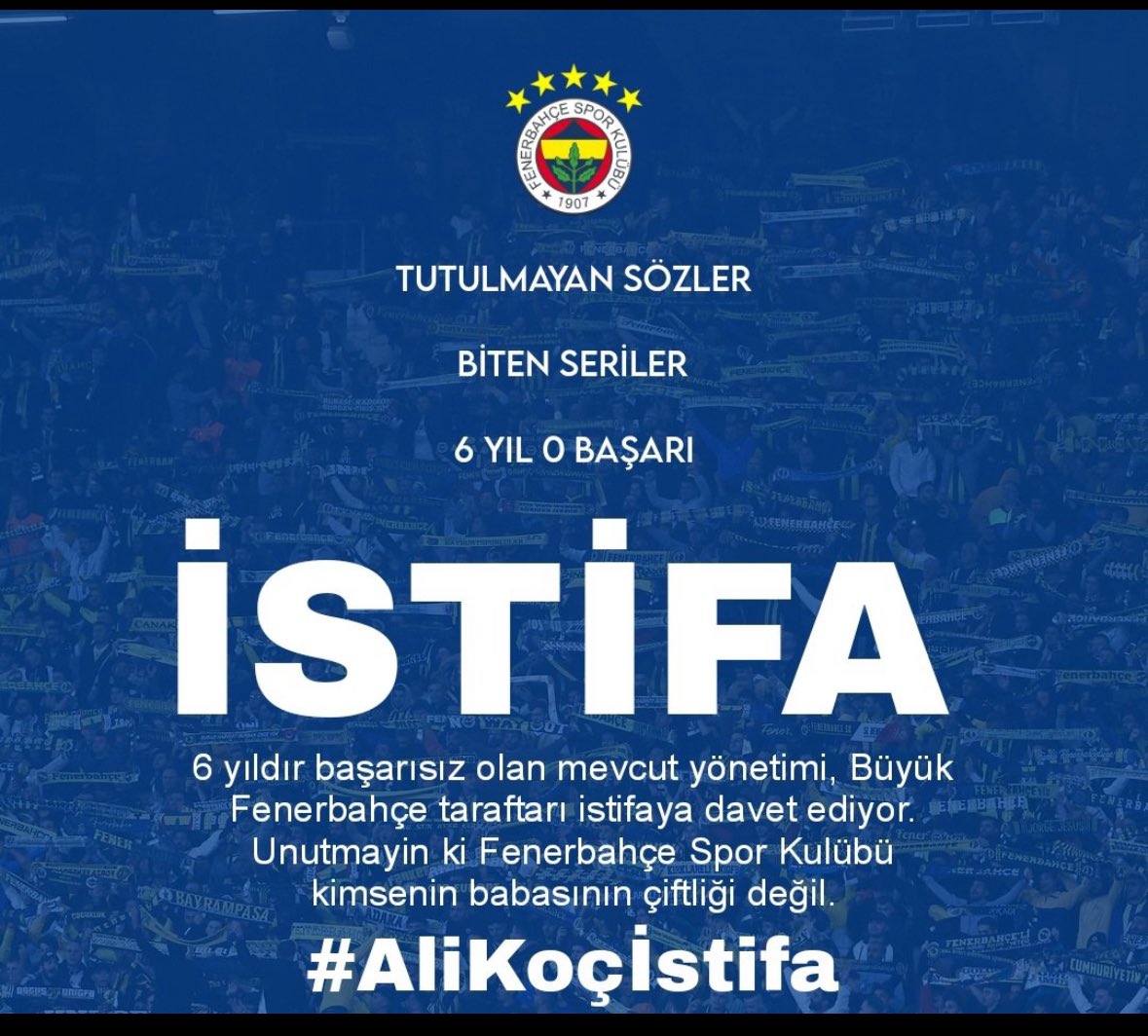 <a href="/Fenerbahce/">Fenerbahçe SK</a> İstenmeyen yerde durmam diyordun istenmiyorsun fenerin geleceği için #Alikocistifa