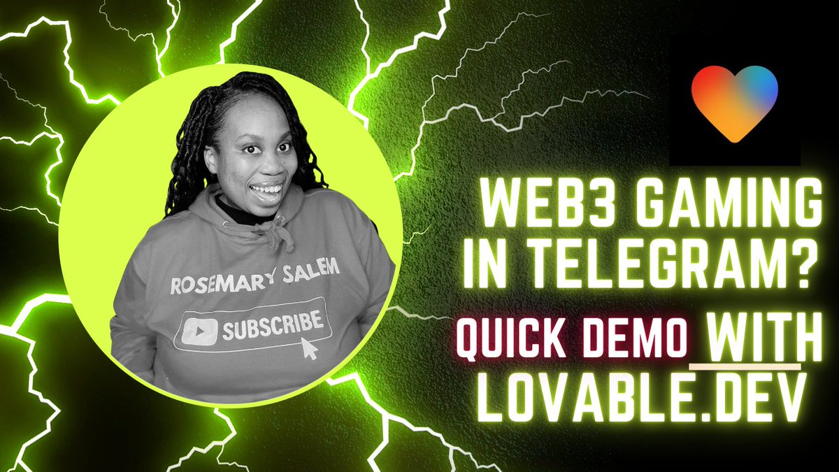 RosemarySalemTv's tweet image. Just built a CRAZY Web3 game INSIDE Telegram with @lovable_dev!  Is this the future of mobile gaming?  Check out the demo on my Youtube channel youtube.com/watch?v=IxL6Y1… nd let me know what you think!  #Web3Gaming #lovabledev @RosemarySalemTV