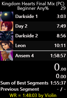 2nd run back and I got sub 2 on the steam version! Think I'm in the mood to do some 1fm/2fm back to back runs so I'll start working on 2fm beginner any% next