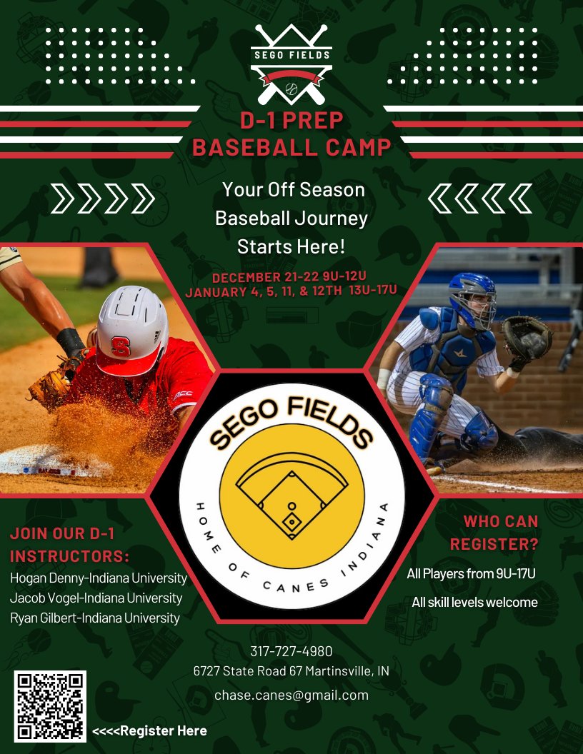 Come and rub shoulders with our D-1 Instructors!  
Cost:  $150/focus are or $200/Two areas of focus
Session Times:  9:30 am-12:30 pm Pitching/Catching
1:00 pm-4:00 pm Infield/Outfield