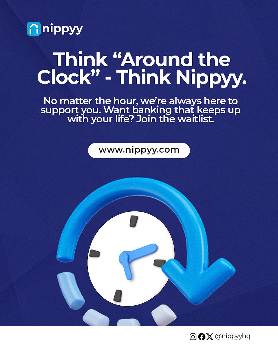 nippyyverse's tweet image. Think “Around the Clock” — Think Nippyy.
Nippyy doesn’t take breaks—ever.
With 24/7 access, you can handle your finances anytime, anywhere.
No matter the hour, we’re always here to support you.
Want banking that keeps up with your life?
Join the waitlist, Link in bio.