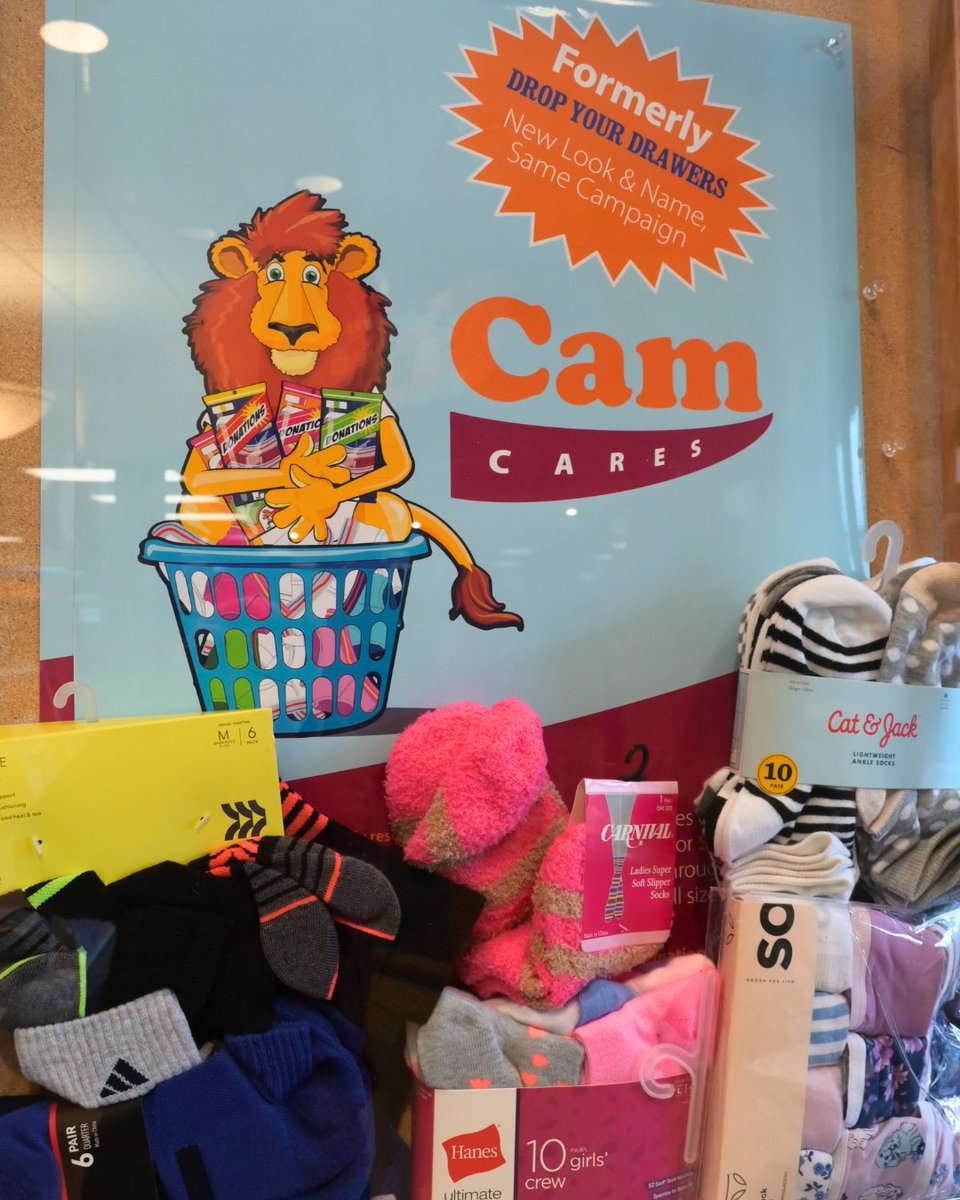 Cam Cares continues! We are grateful for everyone who has brought in socks, underwear and other underclothes for public schools in Campbell County! Donations in their original packaging can be dropped off at any branch through Dec. 31.🧦