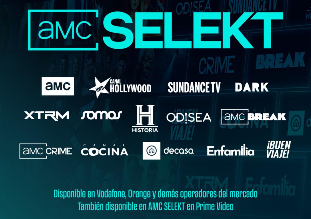 Por causas ajenas a los canales, Movistar deja de emitir AMC y otros 13 de tus canales favoritos a partir del 1 de enero.

LAS MEJORES SERIES NOS UNEN. QUE NADA NOS SEPARE.

Sigue viéndonos en todos los demás operadores o suscríbete a AMC SELEKT en Prime Video.