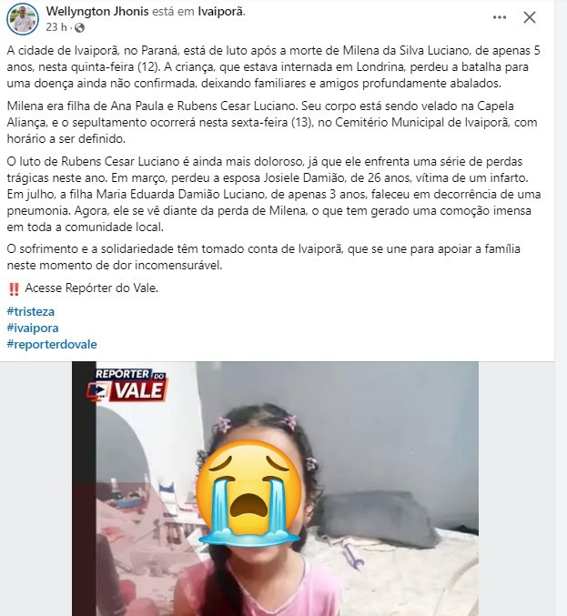 sincera_bruta's tweet photo. @PaladinRood @Rconstantino @PaladinRood dê uma olhada nas mortes dessa família quase inteira no interior do Paraná de maio para cá, e tire suas conclusões. No interior do Paraná praticamente quase todo mundo tomou o suco. https://t.co/PlaAILa7Th