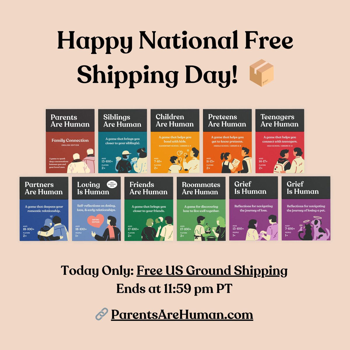 joejlam's tweet photo. Today is National Free Shipping Day, so we're giving everyone FREE ground shipping anywhere in the US. 🚚

Bonus: Your decks will arrive in time so you won't have to show up to the Christmas party promising their gift is in the mail. 🎄👀

We only do this once a year, so don't miss it before it ends at 11:59 pm PT tonight: https://t.co/unxgtNZtCV 

Thank you from the bottom of my heart for all your support. ❤️