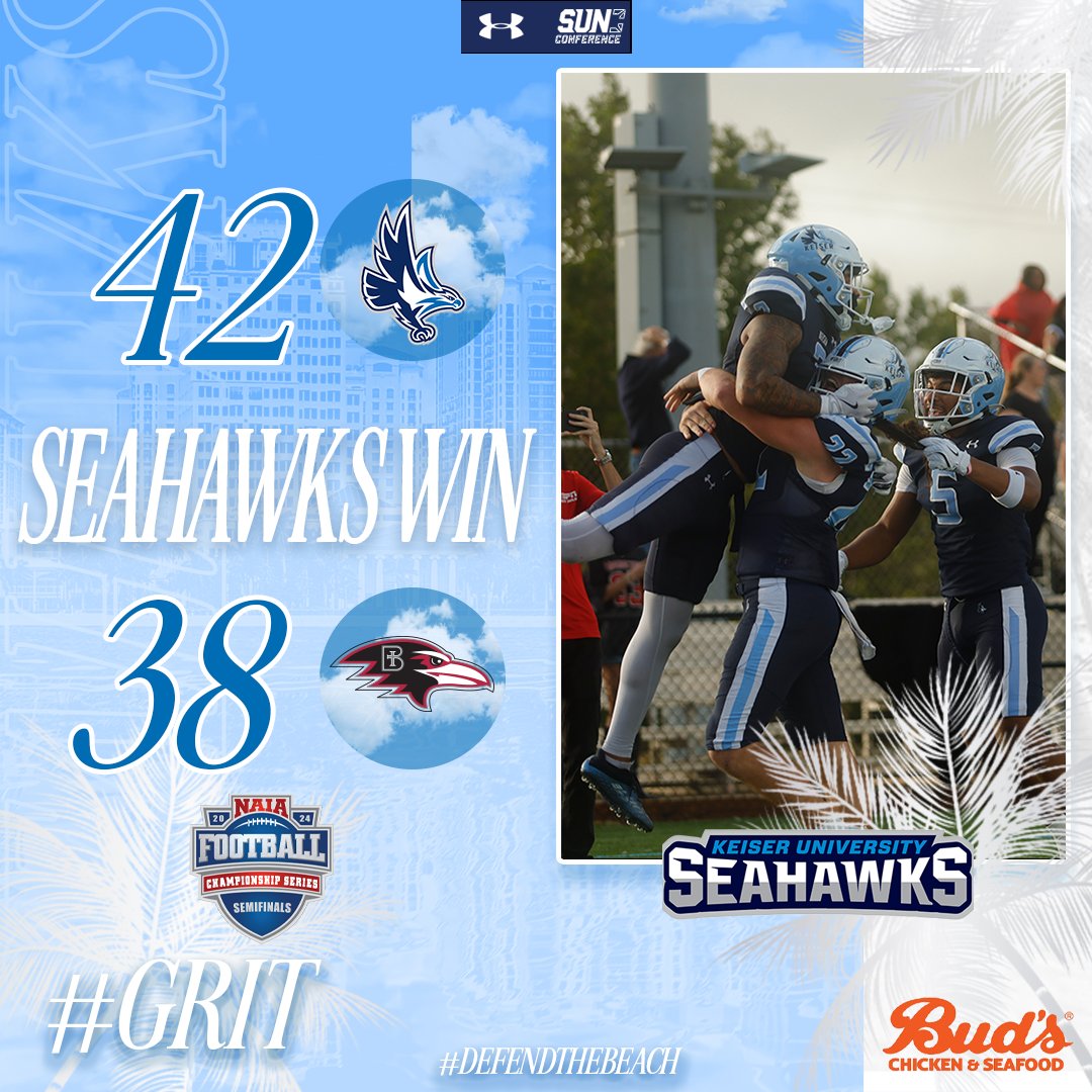 𝐘𝐨𝐮'𝐫𝐞 𝐧𝐨𝐭 𝐢𝐧 𝐊𝐚𝐧𝐬𝐚𝐬 𝐚𝐧𝐲𝐦𝐨𝐫𝐞!

Seahawks advance to the NAIA FCS Championship for the third straight year!

#DefendTheBeach #GRIT #SeahawkFast