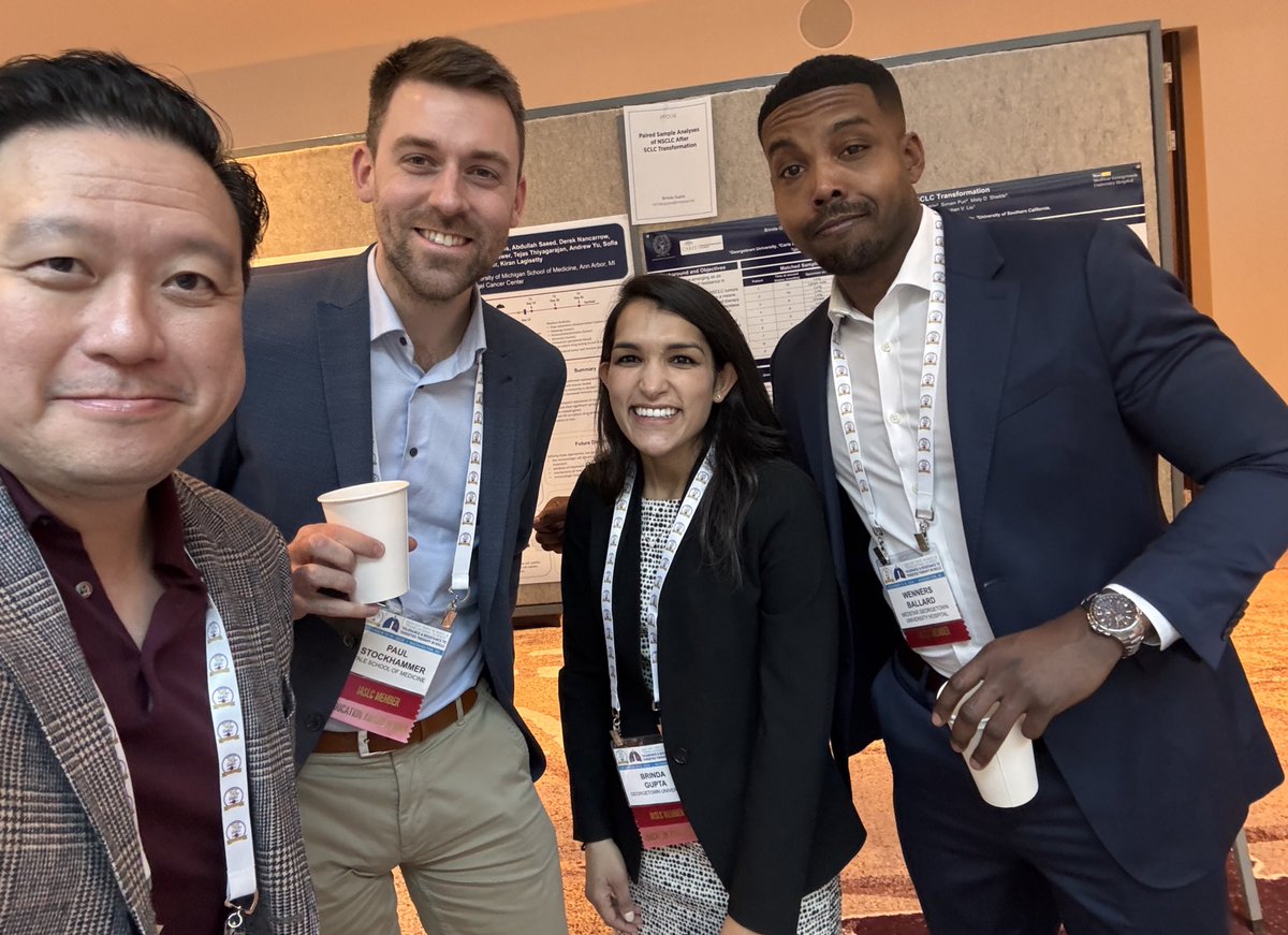 StephenVLiu's tweet photo. Great posters at #HTTR24 from fellows Drs. @StockhammerPaul and Brinda Gupta exploring aspects of #EGFR NSCLC resistance such as role of tumor suppressors and the expression of #SEZ6 in SCLC transformation. And both are alumni of the @EGFRSummit! https://t.co/m8QpgnWtJ9