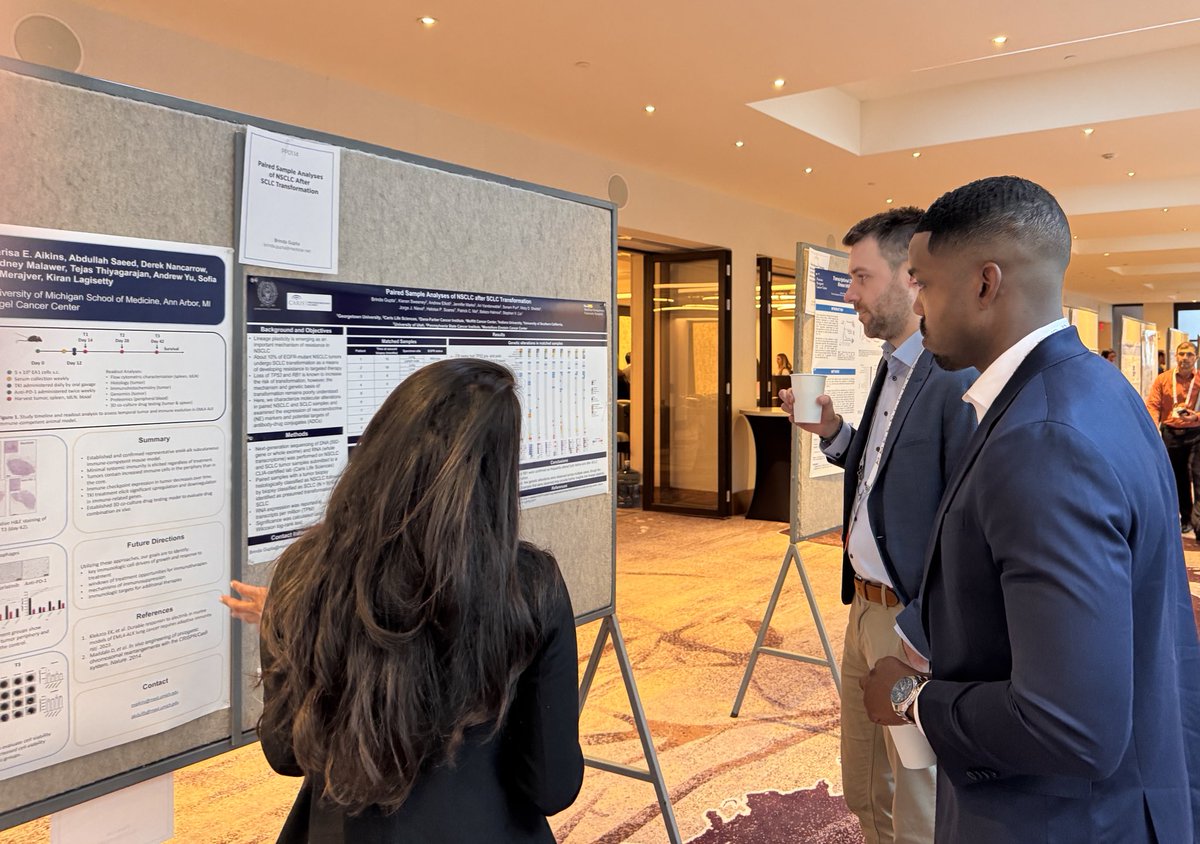 StephenVLiu's tweet photo. Great posters at #HTTR24 from fellows Drs. @StockhammerPaul and Brinda Gupta exploring aspects of #EGFR NSCLC resistance such as role of tumor suppressors and the expression of #SEZ6 in SCLC transformation. And both are alumni of the @EGFRSummit! https://t.co/m8QpgnWtJ9