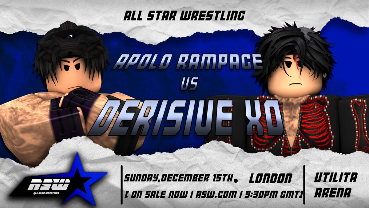 ASWROBLOX's tweet photo. ✨ASW SUNDAY NIGHT✨
ASW RETURNS FROM THE BREAK!
-@uhpohluh TAKES ON @DerisiveXo_Real
-@JacobIvoryRW TAKES ON @El_Complexo 
-@Demonki16140640 HOSTS A OPEN CHALLENGE FOR THE TV TITLE!
-@AishiteRBLX AFTER BEATING APOLO AT ASW SEE NO EVIL HE WILL LIVE ON ASW! https://t.co/GBeAr7wGg6