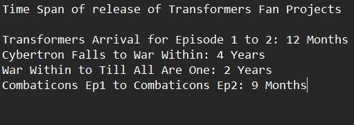 ObedientsoleYT's tweet photo. I did some of the math of the time span of Transformers projects releasing when comparing to the 10 yr time span for Galvatron's Revenge and oof. 

If I'm missing something, put it down in the comments https://t.co/FmBVttWY2D