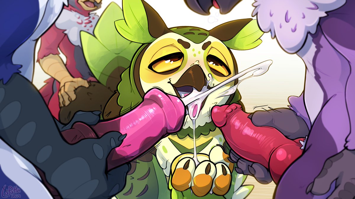 One eager owl boy getting his fill of bird-seed.

ρatreon piece for <a href="/RegenTheOwlAD/">Regen AD @ FM</a>