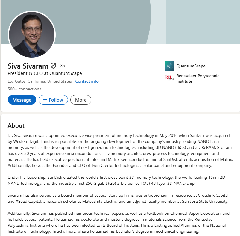 JKeynesAlpha's tweet image. $QS However, QuantumScape is seeking to disrupt this landscape by leveraging groundbreaking technology to bypass China’s traditional strengths. Sivaram highlighted that competing with Chinese lithium-ion battery makers on scale or cost would be futile, likening it to &quot;going into…