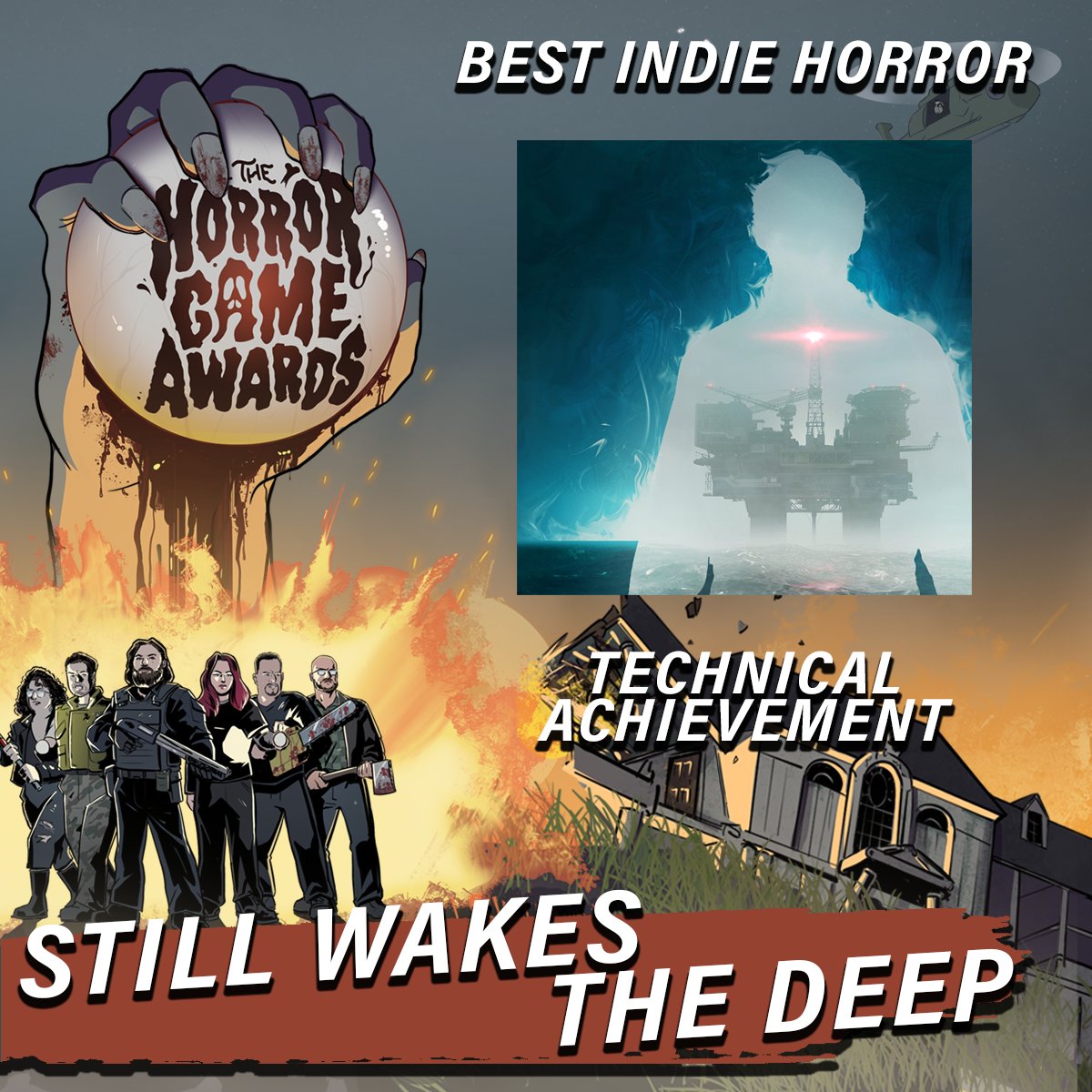 The Horror Game Awards (@horrorgameaward) on Twitter photo Congratulations to <a href="/ChineseRoom/">The Chinese Room</a> on <a href="/SWTD_Game/">Still Wakes the Deep</a> winning TWO awards at this year's <a href="/HorrorGameAward/">The Horror Game Awards</a>:
- BEST INDIE HORROR
- TECHNICAL ACHIEVEMENT AWARD Congratulations to <a href="/ChineseRoom/">The Chinese Room</a> on <a href="/SWTD_Game/">Still Wakes the Deep</a> winning TWO awards at this year's <a href="/HorrorGameAward/">The Horror Game Awards</a>:
- BEST INDIE HORROR
- TECHNICAL ACHIEVEMENT AWARD