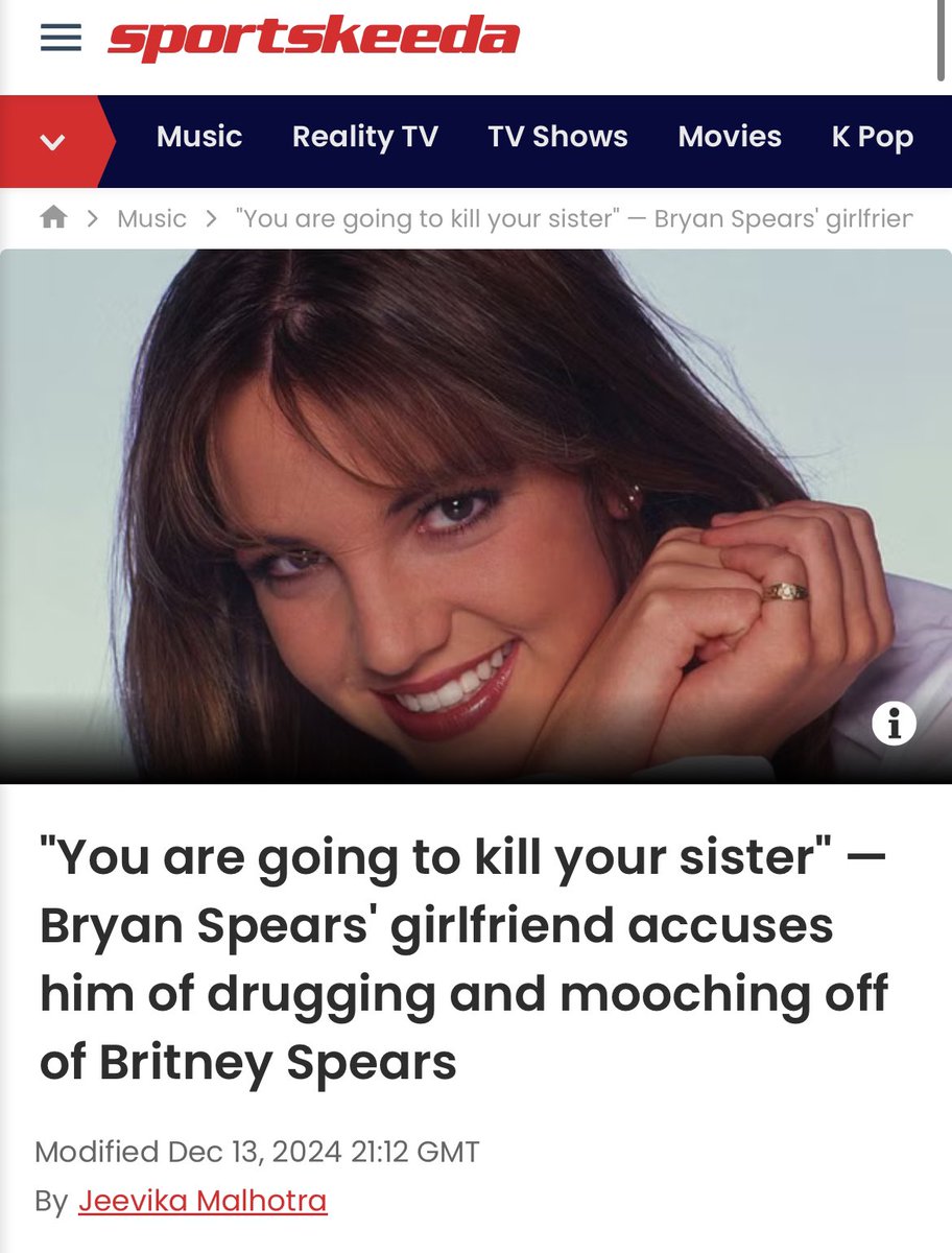 LizCrokin's tweet photo. Britney Spears’ Brother Accused of Drugging the Slave Princess!

Amber Lynn Conklin — who has dated Britney Spears’ brother Bryan Spears for years — accused Bryan of drugging Britney and warns he’s going to kill her. 

In a social media post Amber said Bryan is drugging Britney and then complaining to everyone how she’s hallucinating and talking to walls. Amber also warned that Bryan is going to “kill” his sister. She also accuses Bryan of abuse, harassment, drug use, living off Britney’s money and talking bad about her behind her back. 

We know for a fact that Britney was drugged and trafficked with Diddy’s evil manager Lou Taylor pulling the strings. We also know Britney did not and still does not control her social media and she’s still surrounded by bad people. So it’s not far-fetched to believe there are people drugging and abusing her. 

Sadly, we’re most likely watching bad actors continue to traffic Britney in front of the world and people ignorantly make fun of her social media posts that I have repeatedly said she does not control nor do we even know if it’s really Britney in the videos and photos posted!

People need to stop mocking Britney and her social media posts and should start advocating for her as I believe her life is in danger! I explained in detail the Hell Britney was put through in my Slave Princess documentary that you can watch here for free below.👇🏻 Please share and stop hating on Britney — she needs prayers and all the support she can get!
