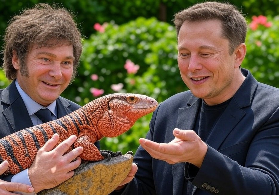 <a href="/BBCWorld/">BBC News (World)</a> you mean Milei, Musk and #MAGAIBA? Yes a very gentle meeting but can't disclose <a href="/magaibasogentle/">MAGAIBA 🦎</a>