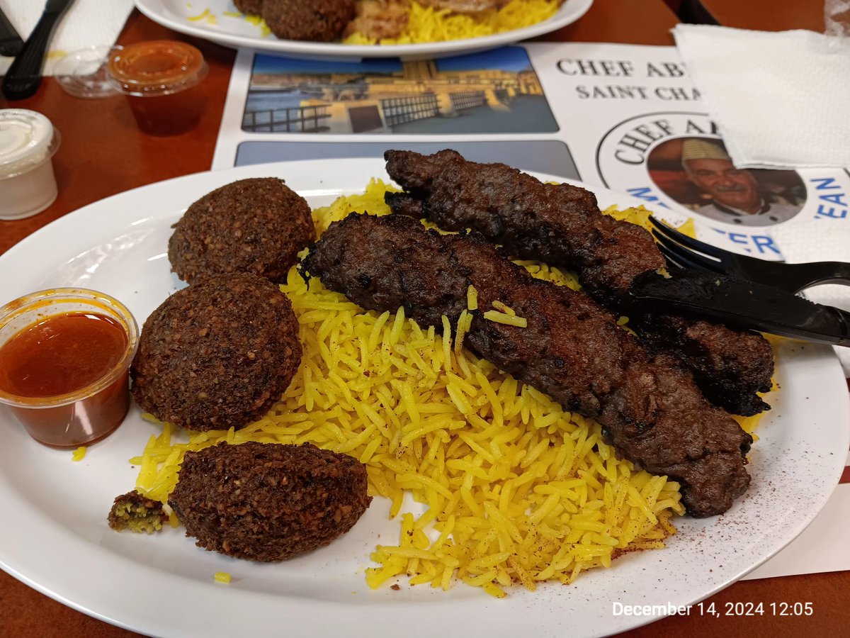 Sarah has no idea I post these pictures... We tried Chef Abdul Mediterranean in St. Charles today. It was authentic and delicious. A student recommended it and he was right!