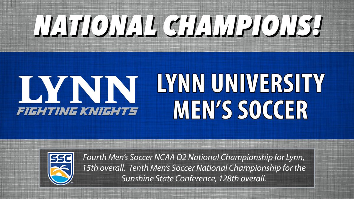 D2SSC's tweet photo. 🏆🏆🏆🏆 CHAMPIONS AGAIN!

Lynn University Men's Soccer captures the 2024 NCAA Division II title. It’s the program’s fourth D2 National Championship in program history! 

🌴☀️🌊⚽️ https://t.co/zoqL0mgsGZ
