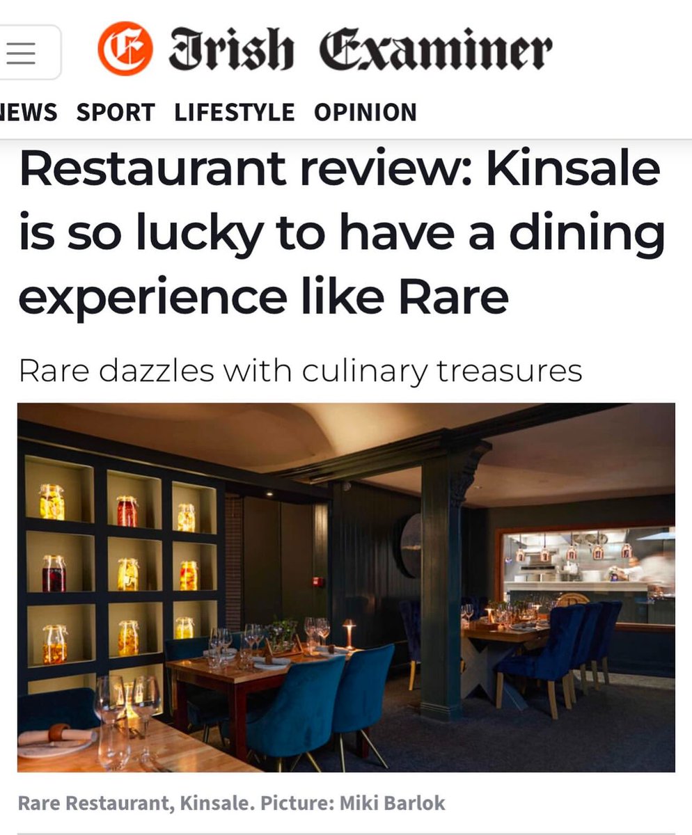 Thank you 🙏🏽 <a href="/LesliesWineFood/">leslie williams</a> <a href="/irishexaminer/">Irish Examiner</a> for this review , we are extremely delighted for this <a href="/RareKinsale/">Rare Kinsale</a> .