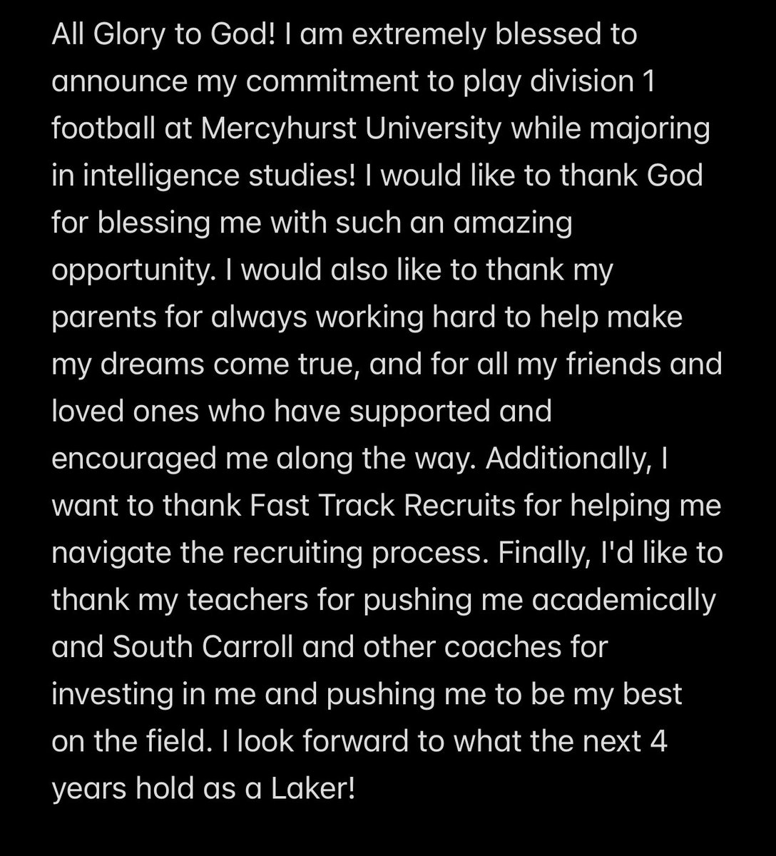 COMMITTED!!! I can't wait to get to work as a Laker ☘️! #CarpeDiem #HurstIsHome <a href="/CoachRiemedio/">Coach Riemedio</a> <a href="/ElijahAltizer/">Elijah Altizer</a> <a href="/kalleighburke/">Kalleigh Burke</a> <a href="/MercyhurstFB/">Mercyhurst Football</a> <a href="/SCCavsFootball/">Cavaliers Football</a> @CoachCrumley <a href="/FTRreport/">Fast Track Recruits</a> <a href="/OpenCrossPlant/">Coach Breen</a> <a href="/CoachDan_Y/">Dan Yarborough NASM-PES, USAW</a>