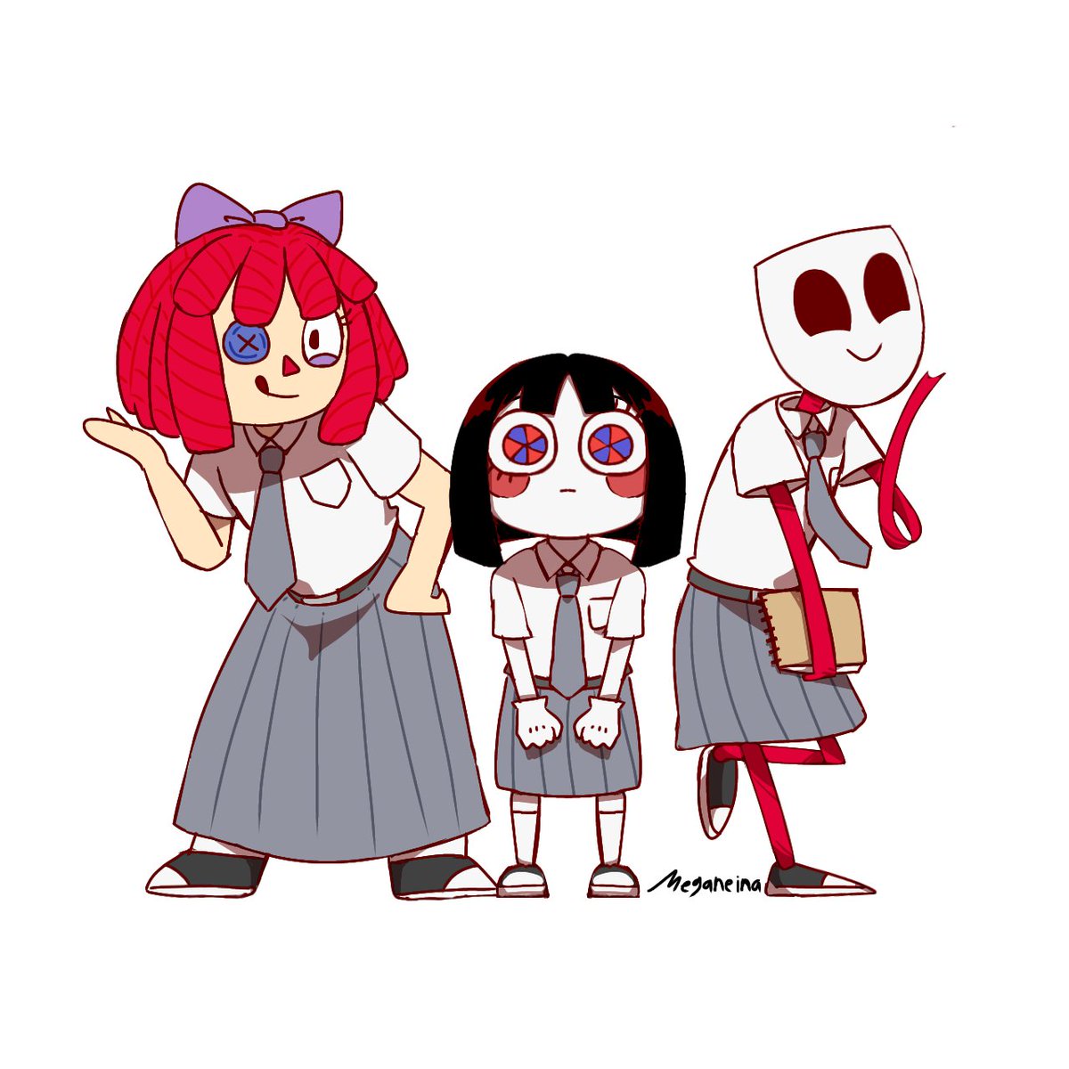 akatsukire88's tweet image. Girls in Indonesian school uniform bcs why not?

Oh, and Jax
#TADC #TheAmazingDigitalCircus #Pomni #Ragatha #Gangle #Jax #fanart