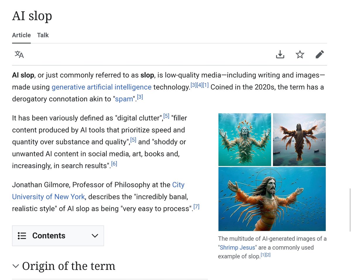 Lol, AI slop has a Wikipedia entry now.