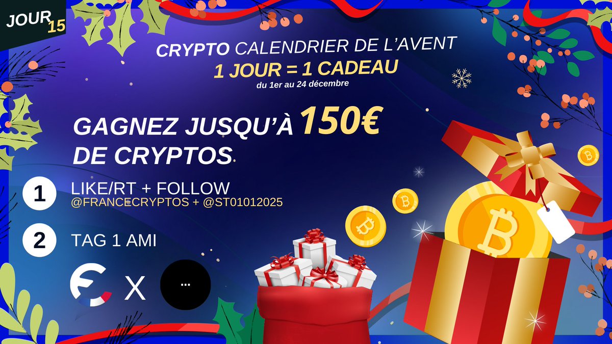 France Cryptos 🔗 (@francecryptos) on Twitter photo CONCOURS 🎁 #NOËL 🎄 15/24
GAGNEZ JUSQU’À 150$ DE CRYPTOS ! 🔥
10$ TOUS LES 100 RT SUR CETTE PUBLICATION
Pour participer :
👉 Follow <a href="/FranceCryptos/">France Cryptos 🔗</a> & <a href="/ST01012025/">STAY TUNED</a>
👉 Likez & RT
👉 @ un ami
🗳️ TAS le 28/12
Bonne chance ! 🍀 #CryptoCalendrier CONCOURS 🎁 #NOËL 🎄 15/24
GAGNEZ JUSQU’À 150$ DE CRYPTOS ! 🔥
10$ TOUS LES 100 RT SUR CETTE PUBLICATION
Pour participer :
👉 Follow <a href="/FranceCryptos/">France Cryptos 🔗</a> & <a href="/ST01012025/">STAY TUNED</a>
👉 Likez & RT
👉 @ un ami
🗳️ TAS le 28/12
Bonne chance ! 🍀 #CryptoCalendrier
