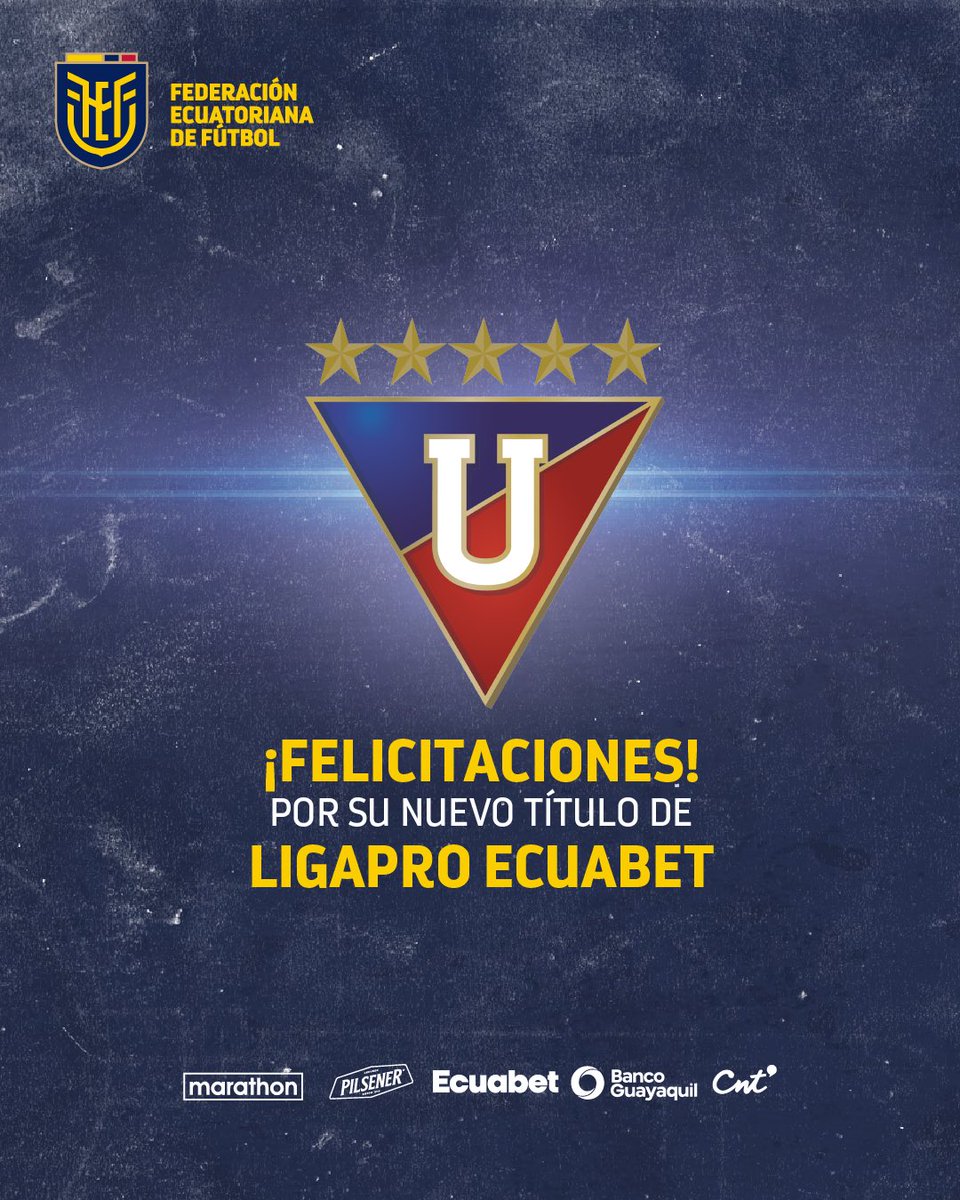 FEFecuador's tweet photo. ¡Felicitamos a @LDU_Oficial por proclamarse bicampeón! https://t.co/KGJ0Tb69S2