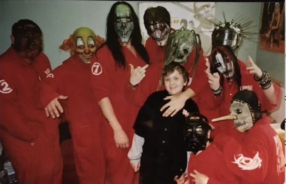 Slipknot played Leeds tonight.
My son, when he was 11, was the key mover for them being booked onto TFI Friday for their sensational UK debut. 
They adopted him while here.