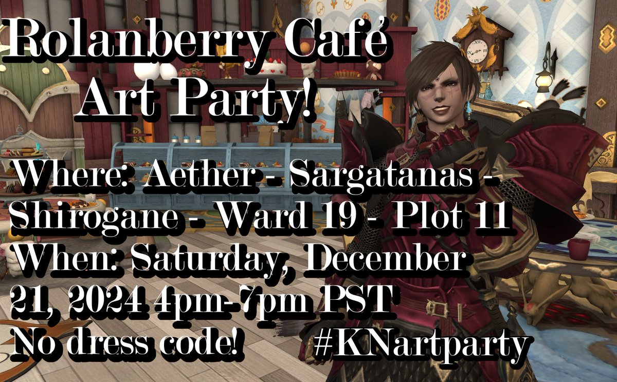 I'm throwing an art party next weekend! 🎉 no theme, wear whatever! #ffxiv #ffxivartparty #aetherartparty #artparty